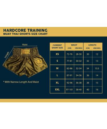 Hardcore Training Classic Muay Thai Shorts - Black/White/Red/Camo/Blue - Kick Boxing MMA Combat Sport Sparring Trunks (Black, Small) - Buy Online on GoSupps.com