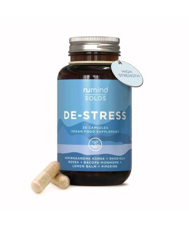 Nu Mind Ashwagandha High Strength KSM 66 Supplement | Rhodiola Rosea | Bacopa Monniere | Lemon Balm | Wellness Solos Tablets | 30 Powder Capsules