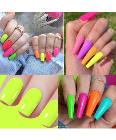 Neon Nail Polish Set - Hot Pink Red Yellow Orange Fluorescent nail Varnish Set for Halloween Party 4 Colors Nail Polish - Quick Dry Nail Varnish Sets for Home DIY Manicure Gifts for Women - Buy Online on GoSupps.com