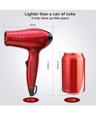 LURA Travel Hair Dryer with Diffuser and Concentrator - Compact 1200W Blowdryer in Cola Red with Travel Bag - Dual Voltage Portable Hairdryer for Men and Kids - Buy Online on GoSupps.com