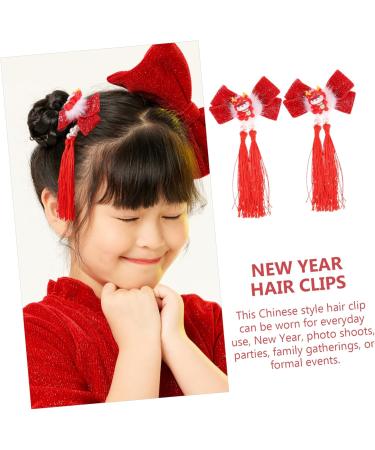 Beavorty Hair Clips 1 Pair Year of The Dragon Hairpin Hair Pin Hair Clip Hair Barrettes Tassel Clips for Hair Asian Hair Accessories Tassel Hairpin Bow Tie Pair Clip Women's Fabric - Buy Online on GoSupps.com