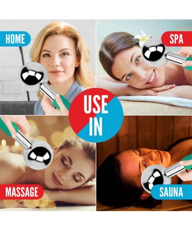 Stainless Steel Ice Roller Massager for Face, Neck & Eyes | Green Globes for Face | Dark Circles, Puffiness, Wrinkles, Collagen Boost - Innovative Skin Care Tool - Buy Online on GoSupps.com