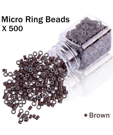 Duufin Brown Micro Ring Hair Extensions Kit - 500 Pcs with Tools and Accessories - Buy Online on GoSupps.com