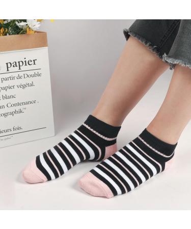Buy Women's Colorful Sneakers Socks - 10 Pairs Cotton Short Socks (Sizes 35-38 39-42) | Stripes & Dots | International Shipping - Buy Online on GoSupps.com