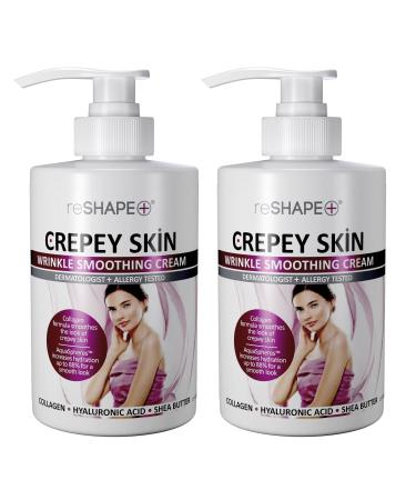Reshape+ Crepey Skin Treatment Cream Wrinkle Smoothing Lotion Anti Aging Skin Care Moisturizer For Face Arms Neck & Body W/Collagen & Hyaluronic Acid To Plump Sagging Skin 15 Fl Oz (Pack of 2) 15 Fl Oz (Pack of 2) Wrink