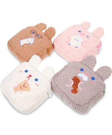 Lurrose 4 pieces of aunt's towel-keeping pocket beautiful period pockets dead-use organizer Storage bag for women's binding lipstick bags wallet coin polyester Miss-2 13.5x13.5x4.5cm