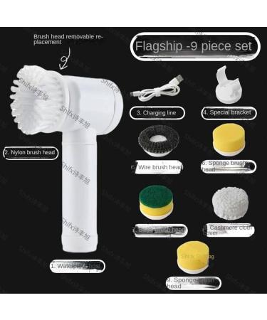 Household Electric Cleaning Brush Handheld Wireless Multi-Function Electric Small Brush Kitchen and Bathroom Pot Cleaning Tool 9-Piece Set Brush Head 5 pack - Buy Online on GoSupps.com