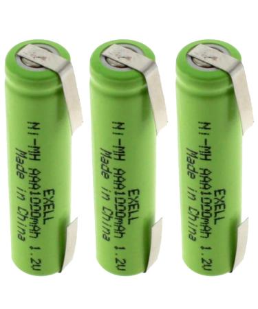 (3-PACK) Exell 1.2-Volt Nickel-Metal Hydride Rechargeable Battery with Tabs AAA 1000 mAh Battery Replacement for two radios radio controlled devices