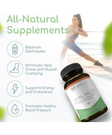 Vital Salts Electrolyte Supplements - Energy Endurance & Muscle Cramps Relief - Blood Pressure Support - 120 Capsules for Optimal Health - Buy Online on GoSupps.com