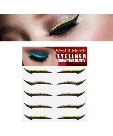Sticker Eyeliner Glitter | Instant -Adhesive Eyeliner Stencil Sparkle 5 Pairs - Eyeliner Tool Makeup Stickers Sparkly Long Lasting Sticker Eyeliner for Women and Girls Lvtfco Gold (Five Pairs) - Buy Online on GoSupps.com
