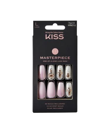 Kiss Masterpiece One-of-A-Kind Luxe Manicure Kitty Gurl Long Coffin Art Nails including nail glue files and 30 nails with 12 accent nails - Buy Online on GoSupps.com