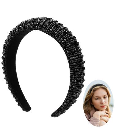 Ondder Rhinestone Headbands for Women Padded Headband Crystal Beaded Glitter Head Band Hairband Headband for Women Girls Bejewelled Baroque Rhinestone Elegant Embellished Womens Girls Headband Head Band Diademas Hair Acc...