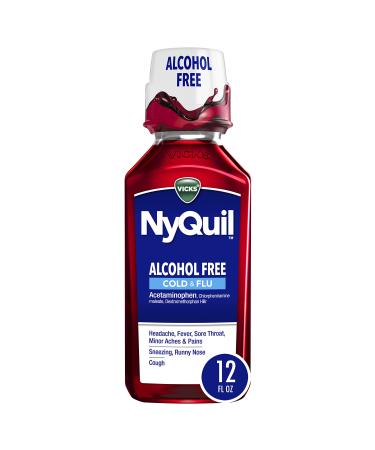 Vicks NyQuil ALCOHOL FREE Cold & Flu Relief Liquid Medicine Powerful Multi-Symptom Nighttime Relief For Headache Fever Sore Throat Sneezing Runny Nose And Cough Berry Flavor 12 FL OZ - Buy Online on GoSupps.com