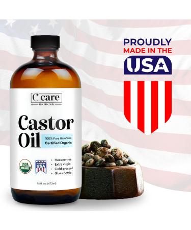 C CARE 100% Pure Organic Castor Oil - Cold Pressed Hexane Free for Eyelashes Eyebrows Hair & Skin Growth | International Shipping Available - Buy Online on GoSupps.com