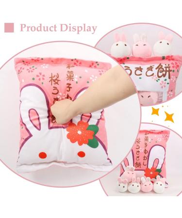 Cute Snack Pillow Bunny Plush Toy - Kawaii Rabbit Pudding Pillow with Removable Bunny Dolls - Creative Gift for Kids - 8 Sakura Bunnies - Buy Online on GoSupps.com