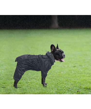 Geyecete Waterproof Dog Rain Coat Reflective Four-Legged Jacket for Large Medium & Small Dogs Black | Elastic Design with Dishes Hole - Buy Online on GoSupps.com