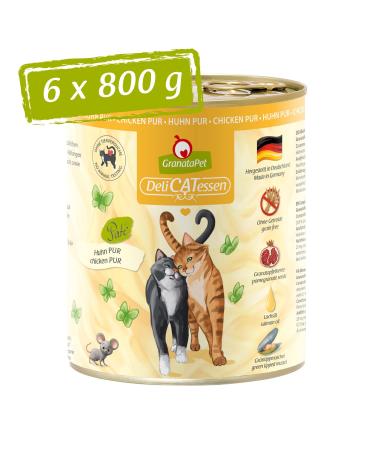 Granapet Delicatessen chicken wet food for cats food without cereals & without sugar additives cat food with high meat content & high -quality oils 6 x 800 g chicken pure 800 g (6 Pack)