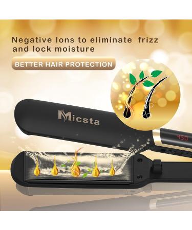 MICSTA 1.75 Wide Flat Iron Hair Straightener - 3D Floating Plate, Adjustable Temp - Curler/Straightener Combo for Thick, Long Hair - Buy Online on GoSupps.com