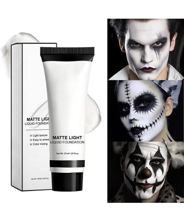 White Makeup Liquid Foundation 37ml | Matte Foundation | Smudge-Proof Matte Liquid Makeup for Cosplay Halloween Stage Performance Parties Activities and Adults - Buy Online on GoSupps.com