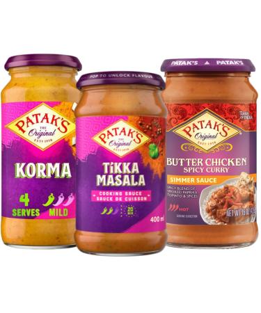 Curry Sauce Bundle with Patak Korma Curry Sauce 450g Butter Chicken Sauce 450g and Tikka Masala Sauce 450g (3 Pack) - Buy Online on GoSupps.com