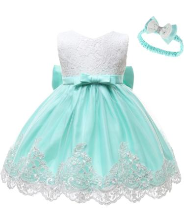 LZH Baby Girls Lace Dress 18-24 Months Light Green - Wedding Pageant Baptism Christening Tutu Gown - Buy Online on GoSupps.com