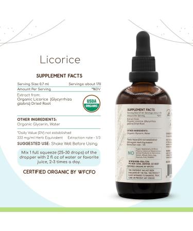 HerbEra Licorice B120 USDA Organic Tincture | Alcohol-Free Extract High-Potency Herbal Drops | Certified Organic Licorice (Glycyrrhiza Glabra) Dried Root (4 oz) 4 Fl Oz (Pack of 1) - Buy Online on GoSupps.com
