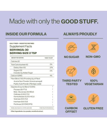 Hilma Daily Fiber and Digestive Enzymes Fiber Supplement Powder with Prebiotics and Enzymes Formulated with Psyllium Husk and Acacia Gluten Free Vegan FSA Eligible Digestive Support 30 Servings Daily Fiber Powder - 30  - Buy Online on GoSupps.com