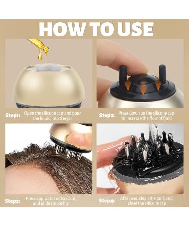 Buy 2-in-1 Hair Oil Applicator & Scalp Massage Brush - Gold 30ml for Hair Treatment & Essential Oils - Buy Online on GoSupps.com