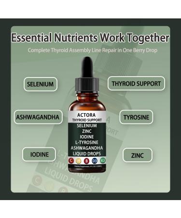 Actora Thyroid Support Drops with Selenium Zinc Iodine L-Tyrosine Ashwagandha Energy Supplement - 4 fl oz (1pcs) - Buy Online on GoSupps.com