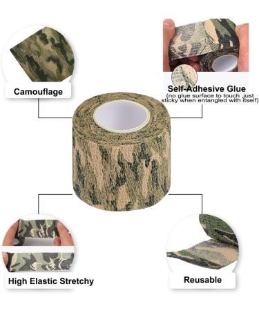 scosao Camouflage Wrap Tape 2.0in 14.76ft Military Camo Non-Woven Fabric Stretch Bandage Wrap Self-Adhesive Cohesive Tape for Camping Hunting Flashlight Bicycle Outdoor Photography Green - Buy Online on GoSupps.com