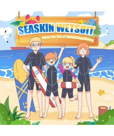 Seaskin Kids Wetsuit | 2mm Front Zip Shorty & 3mm Back Zip Full Suit for Boys, Girls, Toddlers | Neoprene Thermal Swimsuits for Diving, Surfing, Swim Lessons - Buy Online on GoSupps.com