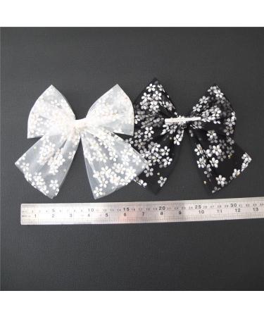 Large Tulle Bow Hair Clips for Baby Girls Lace Hair Bow Teen Girls Women Lightweight Gauze Bow Hair Barrettes Accessories (Black and White Gold Foil) - Buy Online on GoSupps.com