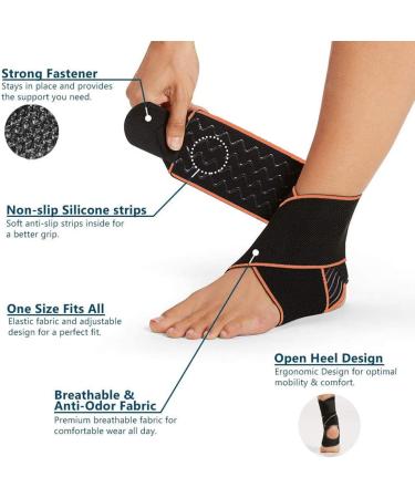 Adjustable Breathable Ankle Support Brace | Elastic Nylon Material | Ideal for Sports | Fits Most Sizes | Orange - Buy Online on GoSupps.com