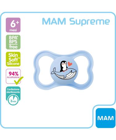 Mam Supreme Silicone Pacifier with Pocket | 6 Months | Various Models | 1 Piece | International Shipping - Buy Online on GoSupps.com
