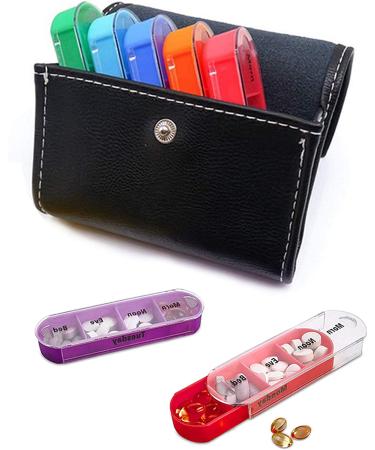 RZJZGZ Daily Pill Organizer with 7 Day Box and Medication Reminder - Includes Leather PU Case - Buy Online on GoSupps.com