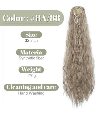 SEGO Drawstring Ponytail Extension Long Wrapped Synthetic Ponytail Hairpiece Corn Wave For Women - 32 Inch Linen Blonde & Pale Blonde - Buy Online on GoSupps.com