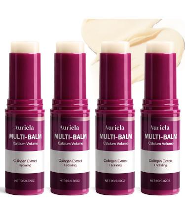 Auriela Calcium Volume Multi Balm Calcium Multi Balm Stick Anti Wrinkle Anti-Aging Long-Lasting Hydrating Firming Skin for Face Eyes Lips & Neck(4PCS)