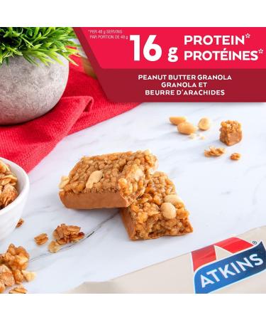 Atkins Protein Bars - Peanut Butter Granola Low Sugar Keto Friendly High Protein High Fibre 1g Sugar 4g Carbs 5ct - Buy Online on GoSupps.com