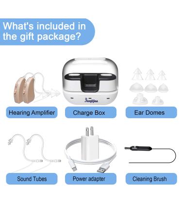 Banglijian Rechargeable Hearing Aids for Adults & Seniors | Magnetic Contact Charging | Noise Reduction & Feedback Cancellation | Pair Beige - Buy Online on GoSupps.com