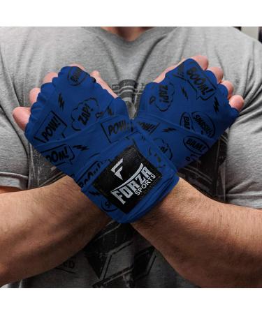 Forza Sports 180" Mexican Style Boxing and MMA Handwraps Comic Book Columbia Blue