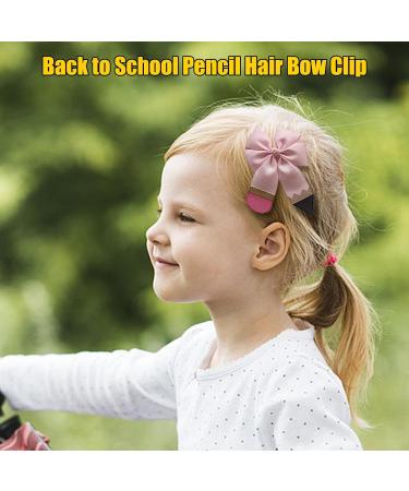 School Hair Bows | Pencil Hair Bow Clips Alligator - Hair Bow Clips Grosgrain Ribbon School Bows Decorations Frifer Pink A - Buy Online on GoSupps.com