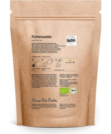  Biotiva Biotiva Organic Spruce Needle Tea 250 g Cut No Filling Fresh Harvest in the EU Bottled and Certified in Germany (DE- KO-005) - Buy Online on GoSupps.com