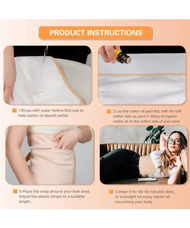 Yuehuamech 2pcs Reusable Organic Cotton Castor Oil Pack - Waist & Neck Wrap for Liver Detox Abdominal Relief & Sleep - Khaki - Buy Online on GoSupps.com