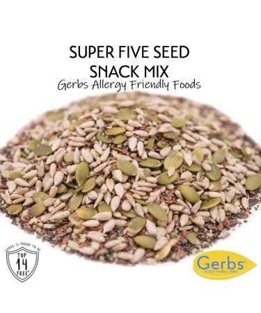 GERBS Super 5 Seed Snack Mix 1 LB | Top Grade Allergy Free Trail Mix | Made in USA | Raw Pumpkin Sunflower Chia Hemp Flax | Gluten Peanut Tree Nut Free | Pack of 1 - Buy Online on GoSupps.com