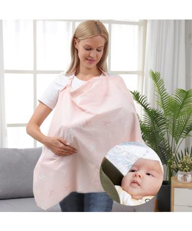 Large Breastfeeding Cover Soft Nursing Cover Breast Feeding Coverall with Adjustable Neck Strap Breathable Nursing Scarf Full Privacy Breastfeeding Cover Up Muslin Pink
