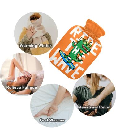 NAANLE Cartoon Krokodil 1L Heat Bottle with Cover - Transparent Hot Water Bottle for Bed Hand and Foot Pain Relief & Heat Therapy - Buy Online on GoSupps.com