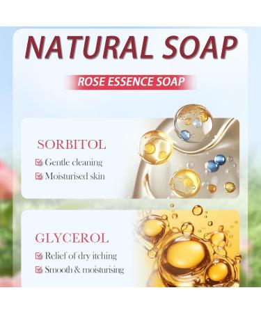 Rose Soap Handmade Soap Bar Natural Soap with Rose Essential Oil Facial Soap Bar Cleanser Suitable for All Skin Types Face & Body Cleansing Hydrating Moisturising Exfoliating Vegan & Residue-Free 1 - Buy Online on GoSupps.com