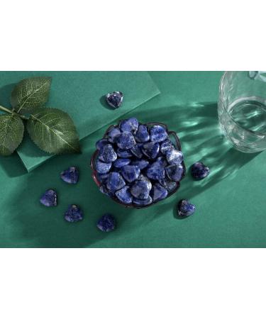 Xiannvxi 20pcs Blue Sodalite Heart Stones - Natural Gemstones for Reiki Healing & Meditation | Perfect Pocket Stones - Buy Online on GoSupps.com