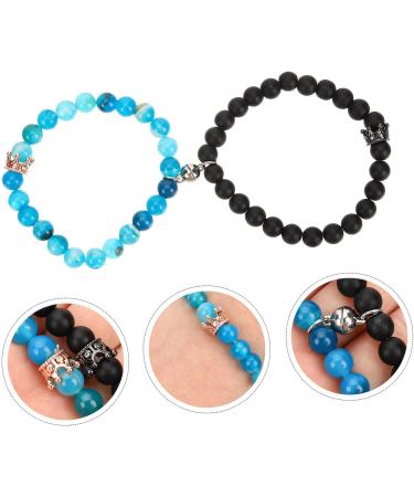 CALLARON 2 Pairs Matching Beaded His and Hers Magnetic for Couples Couple Distance Couples Wristbands Promise Mens Bangle Bracelet Valentine's Day Gift Alloy Wrist Chain Lovers Crown 7x6.5cmx5pcs As Shownx5pcs - Buy Online on GoSupps.com
