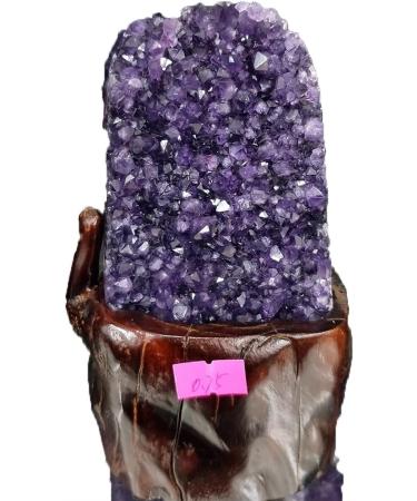 Natural Crystal Rough 1000g Natural Crystals Cluste Amethyst Cluster Geode from Uruguary Amethyst +Wood Base - Buy Online on GoSupps.com